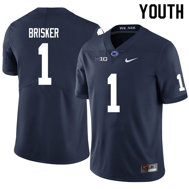 NCAA Nike Youth Penn State Nittany Lions Jaquan Brisker #1 College Football Authentic Navy Stitched Jersey TTE3698SM